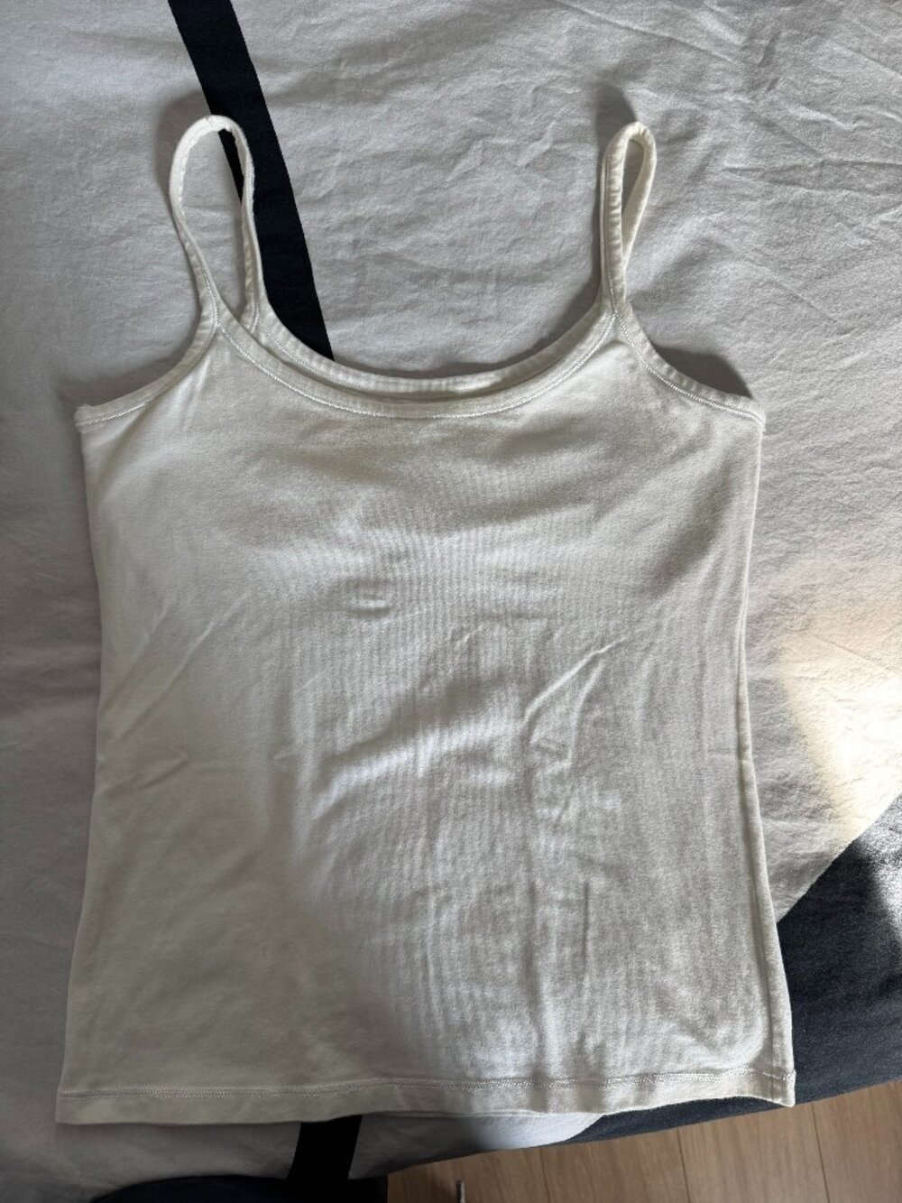 EUC White Spaghetti Strap Cami Tank Top Basic Layering Tee Sz L